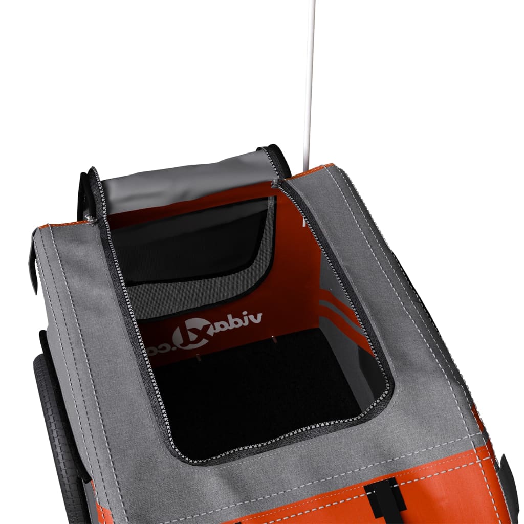 Cykelvagn för djur orange och grå oxfordtyg och järn