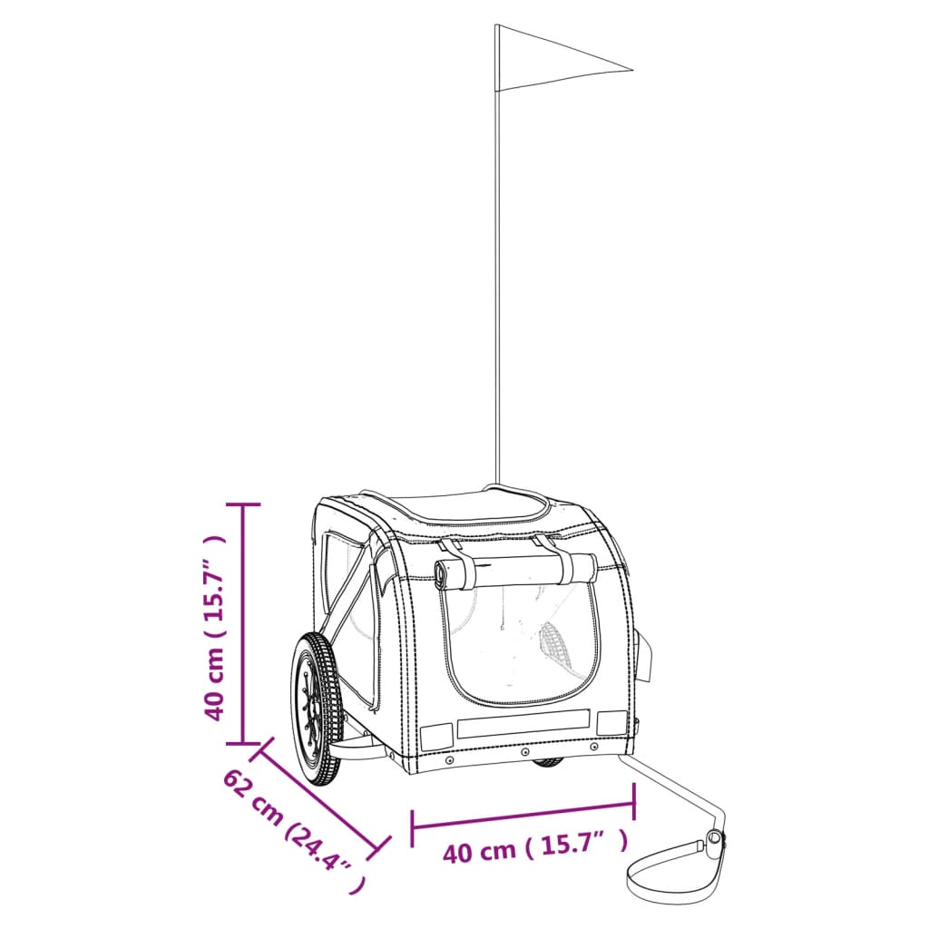 Cykelvagn för djur orange och grå oxfordtyg och järn