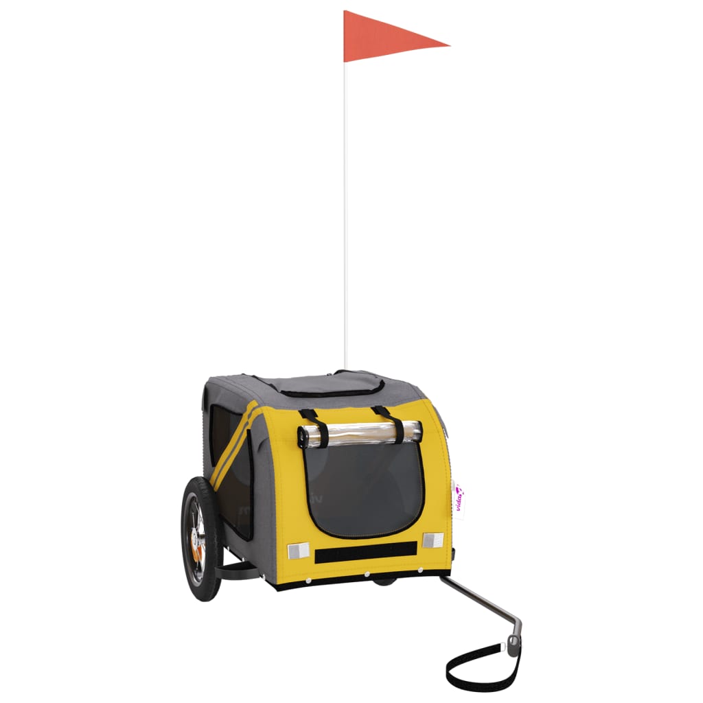 Cykelvagn för djur gul och grå oxfordtyg och järn