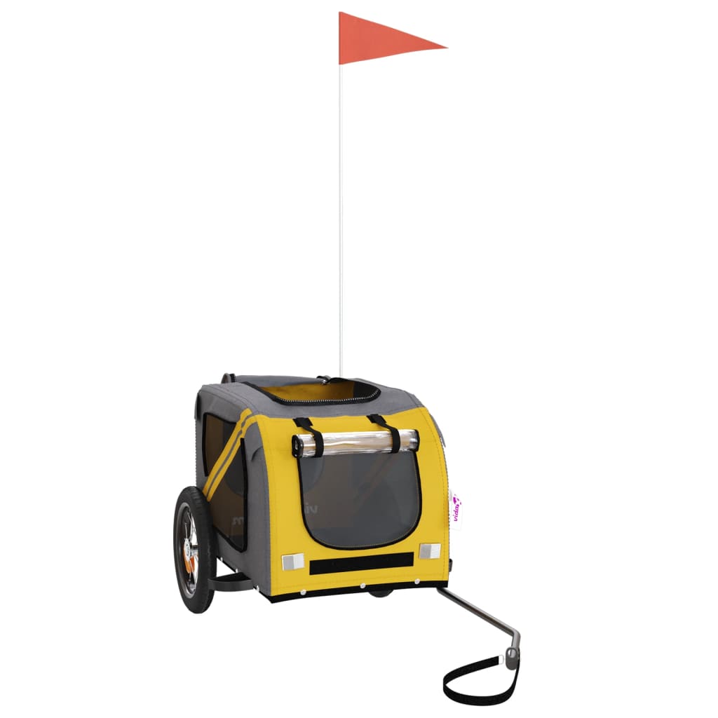 Cykelvagn för djur gul och grå oxfordtyg och järn