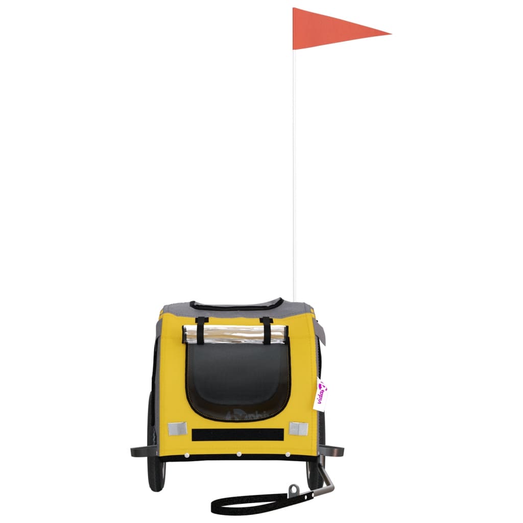 Cykelvagn för djur gul och grå oxfordtyg och järn