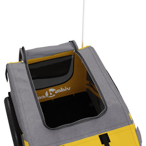 Cykelvagn för djur gul och grå oxfordtyg och järn