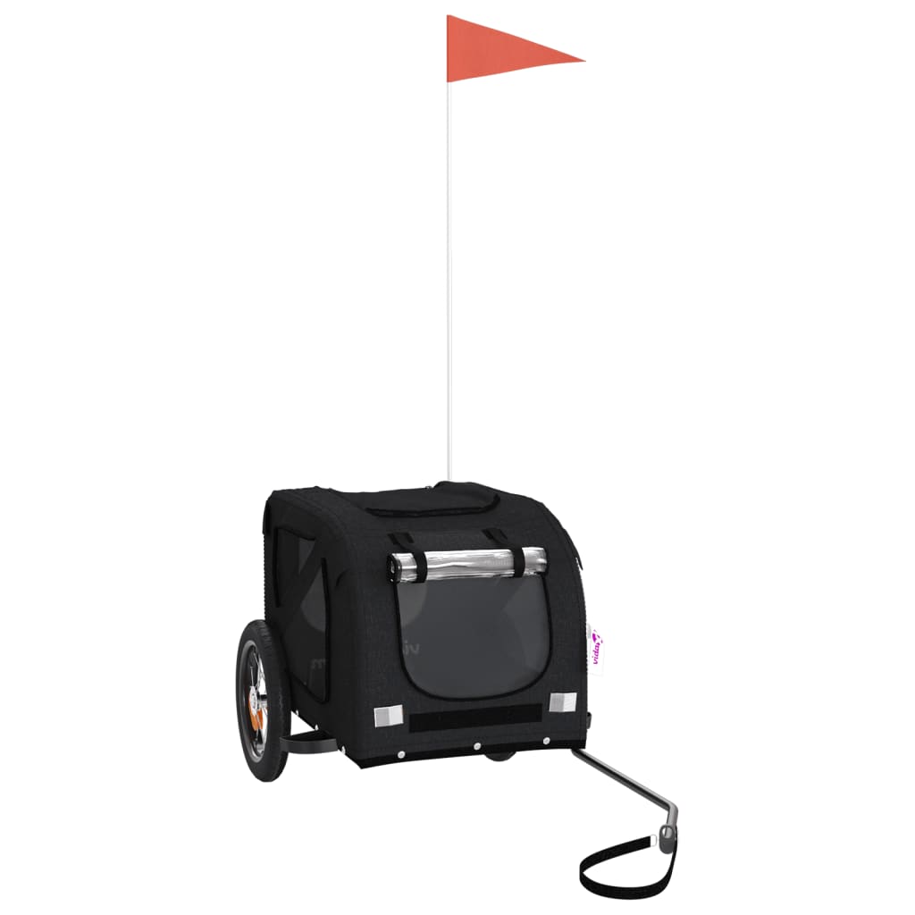 Cykelvagn för djur svart oxfordtyg och järn