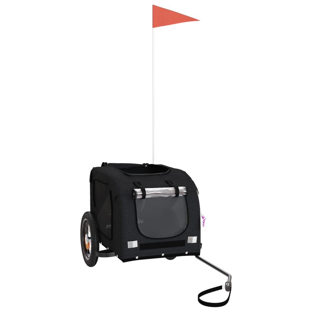 Cykelvagn för djur svart oxfordtyg och järn