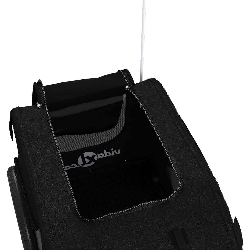 Cykelvagn för djur svart oxfordtyg och järn