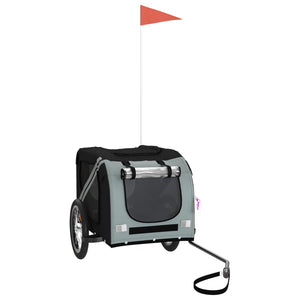 Cykelvagn för djur svart och grå oxfordtyg och järn