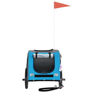 Cykelvagn för djur blå och grå oxfordtyg och järn