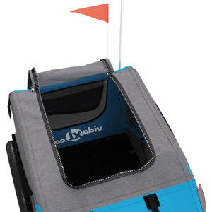 Cykelvagn för djur blå och grå oxfordtyg och järn