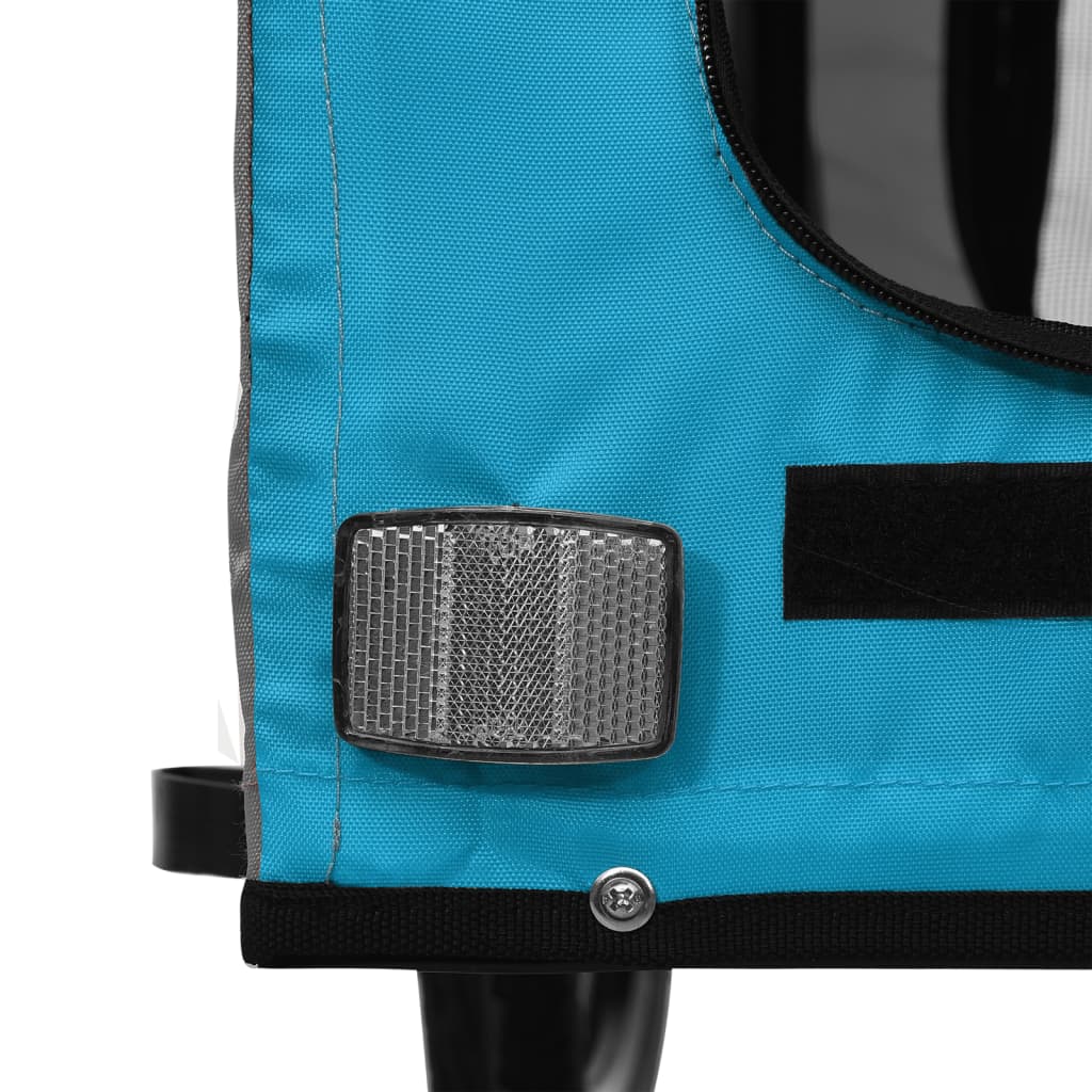 Cykelvagn för djur blå och grå oxfordtyg och järn