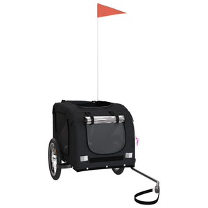 Cykelvagn för djur svart oxfordtyg och järn