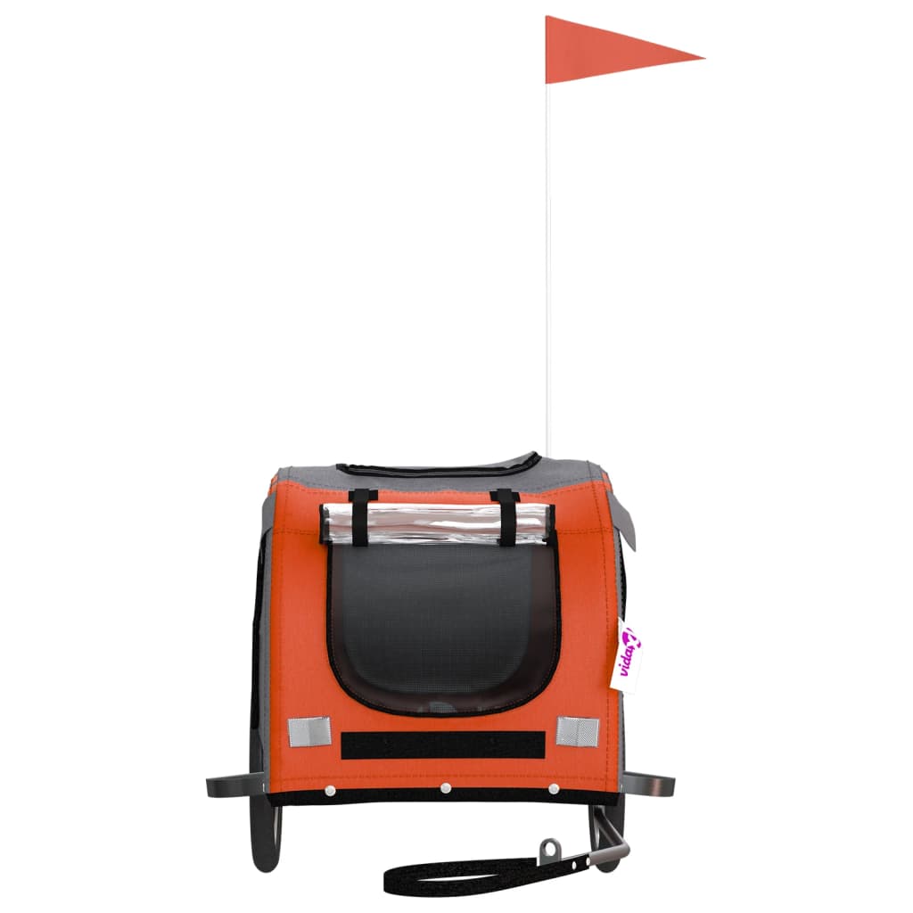Cykelvagn för djur orange och svart oxfordtyg och järn
