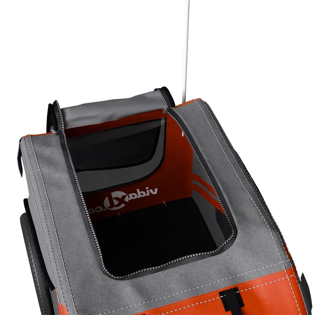 Cykelvagn för djur orange och svart oxfordtyg och järn