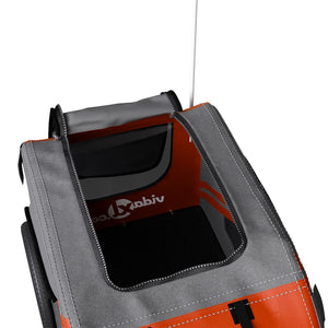 Cykelvagn för djur orange och svart oxfordtyg och järn