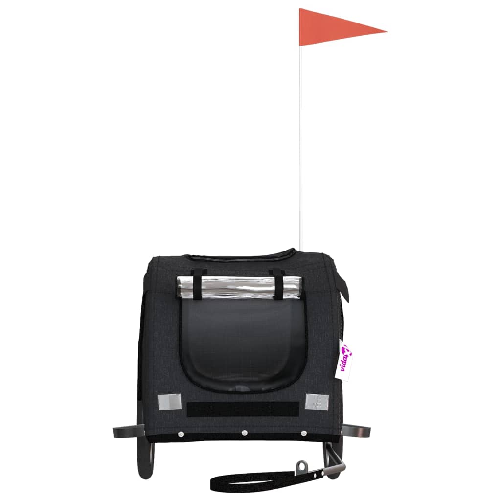 Cykelvagn för djur svart oxfordtyg och järn