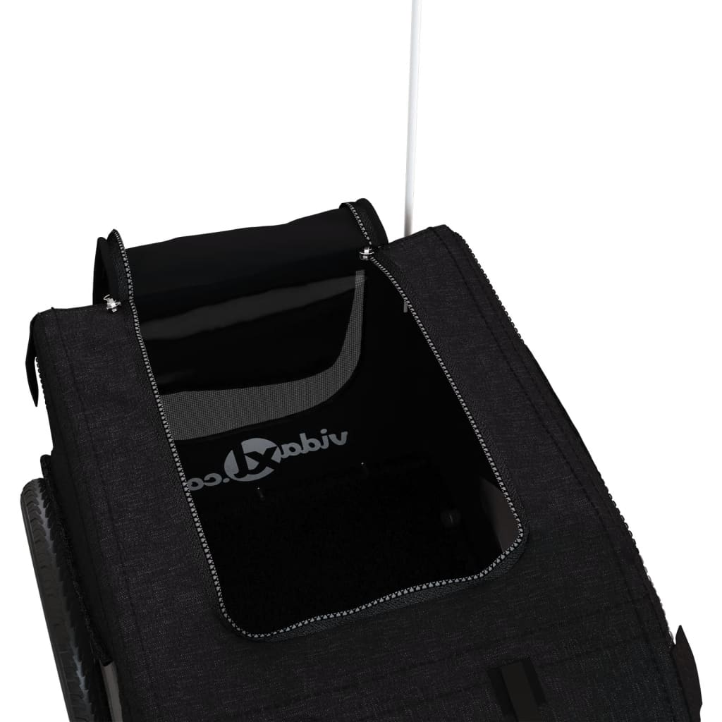 Cykelvagn för djur svart oxfordtyg och järn