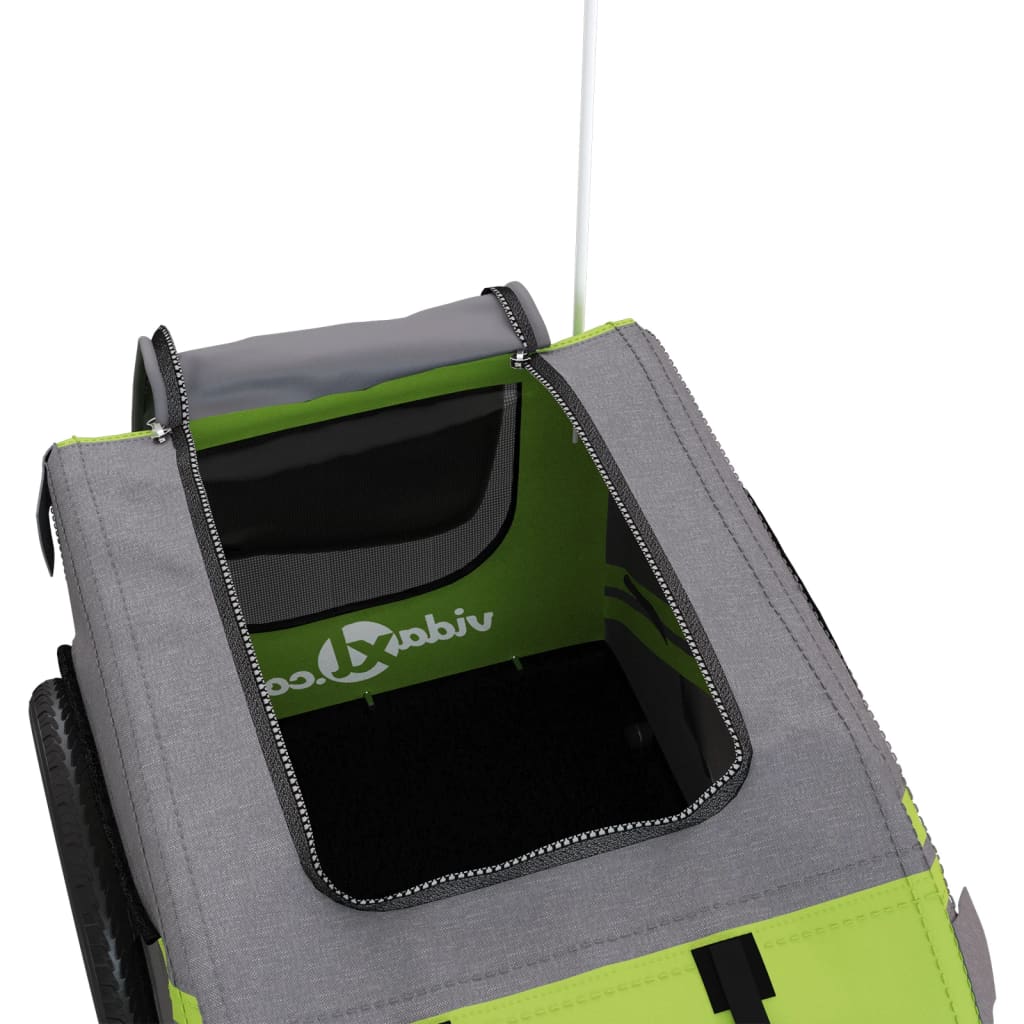 Cykelvagn för djur grön och grå oxfordtyg och järn