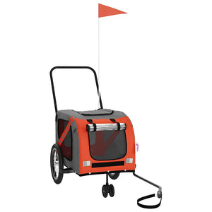 Cykelvagn för djur orange och grå oxfordtyg och järn