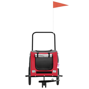 Cykelvagn för djur röd och grå oxfordtyg och järn