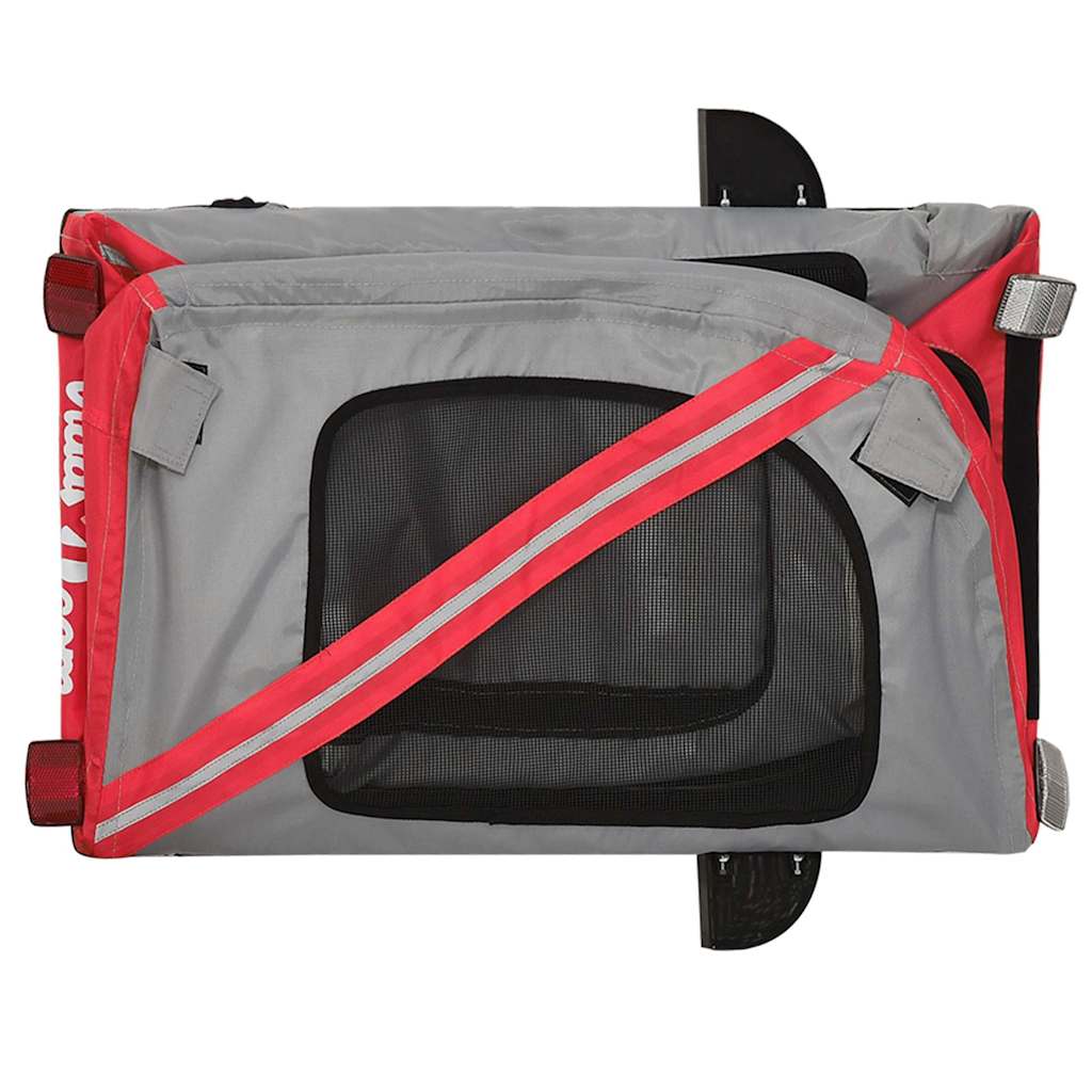 Cykelvagn för djur röd och grå oxfordtyg och järn