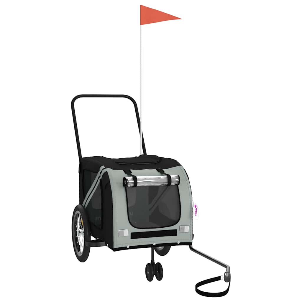 Cykelvagn för djur grå och svart oxfordtyg och järn