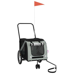 Cykelvagn för djur grå och svart oxfordtyg och järn