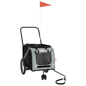 Cykelvagn för djur grå och svart oxfordtyg och järn