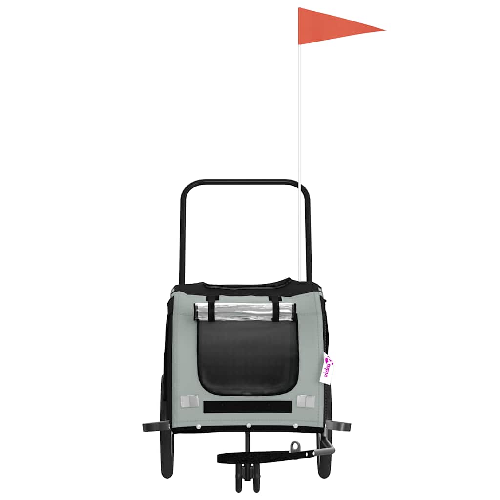 Cykelvagn för djur grå och svart oxfordtyg och järn