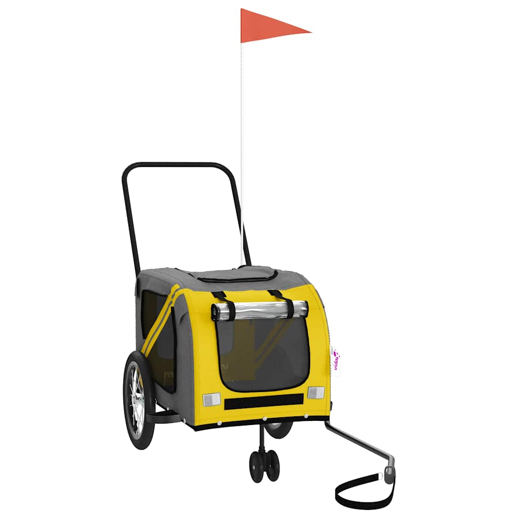 Cykelvagn för djur gul och grå oxfordtyg och järn