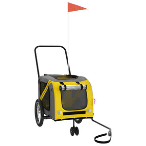 Cykelvagn för djur gul och grå oxfordtyg och järn