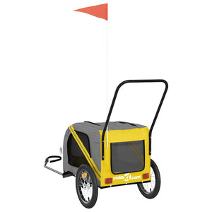 Cykelvagn för djur gul och grå oxfordtyg och järn