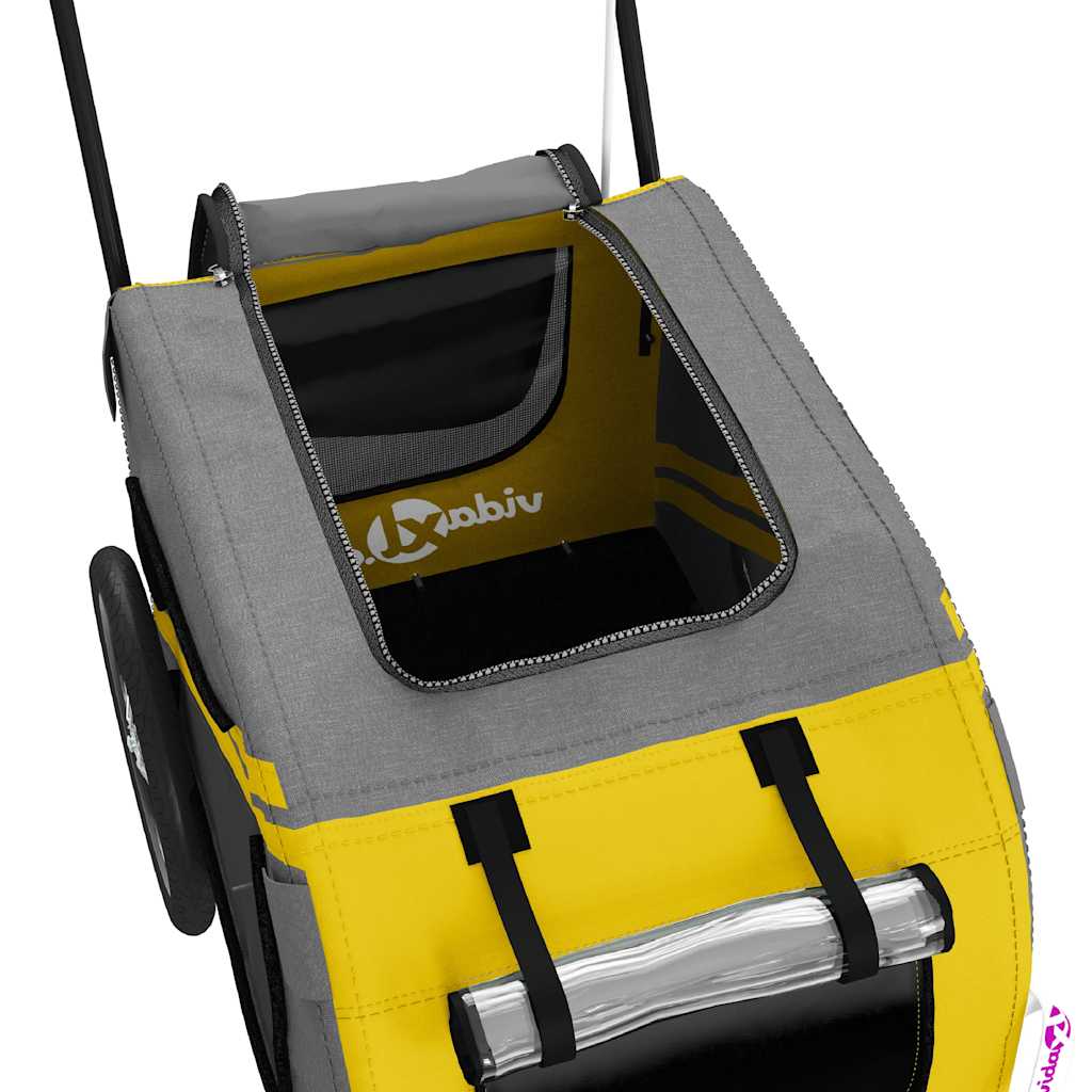 Cykelvagn för djur gul och grå oxfordtyg och järn