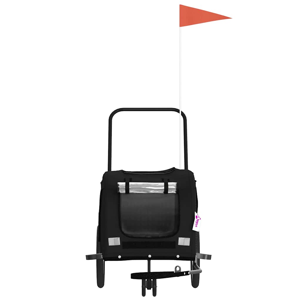 Cykelvagn för djur svart oxfordtyg och järn