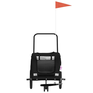 Cykelvagn för djur svart oxfordtyg och järn