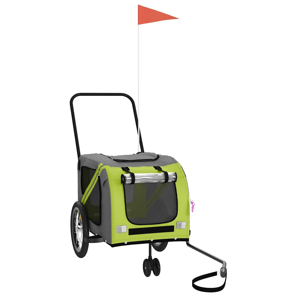 Cykelvagn för djur grön och grå oxfordtyg och järn