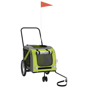 Cykelvagn för djur grön och grå oxfordtyg och järn