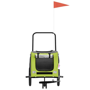 Cykelvagn för djur grön och grå oxfordtyg och järn