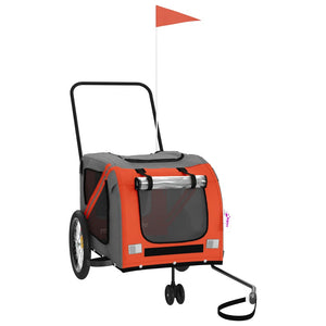 Cykelvagn för djur orange och grå oxfordtyg och järn