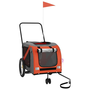 Cykelvagn för djur orange och grå oxfordtyg och järn