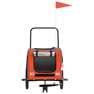 Cykelvagn för djur orange och grå oxfordtyg och järn