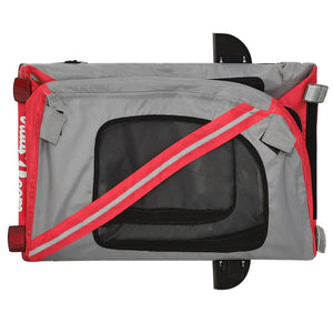 Cykelvagn för djur röd och grå oxfordtyg och järn