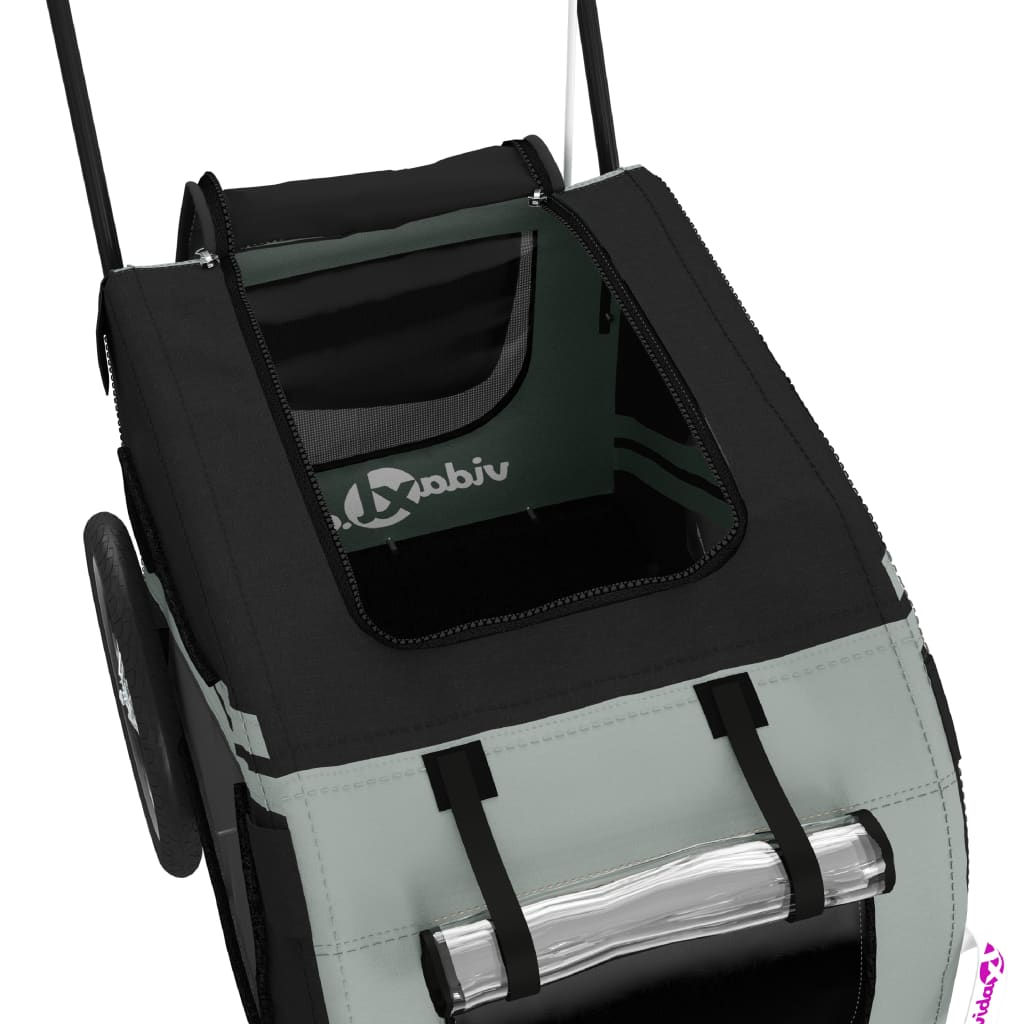 Cykelvagn för djur grå och svart oxfordtyg och järn