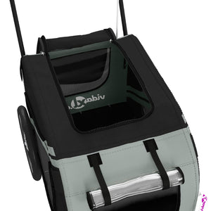 Cykelvagn för djur grå och svart oxfordtyg och järn