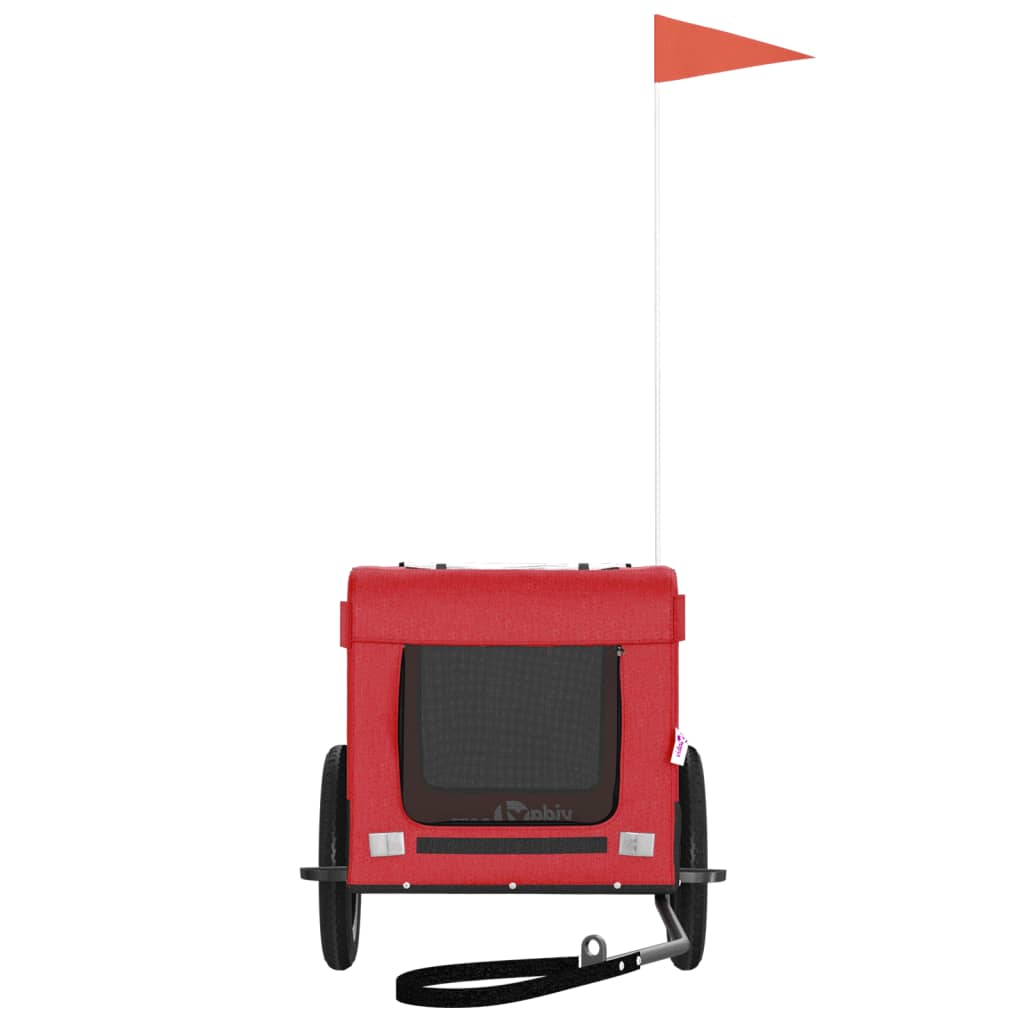 Cykelvagn för djur röd och svart oxfordtyg och järn