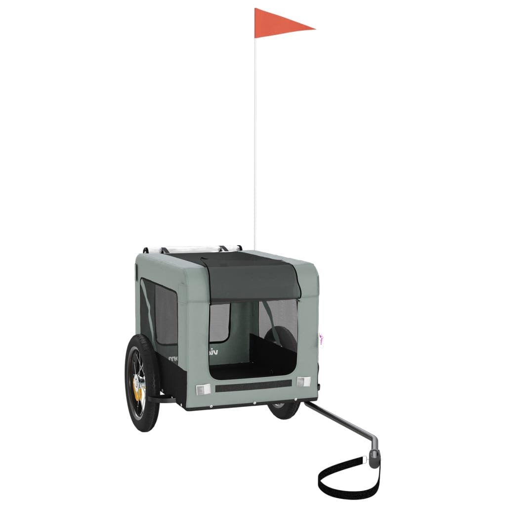 Cykelvagn för djur grå och svart oxfordtyg och järn