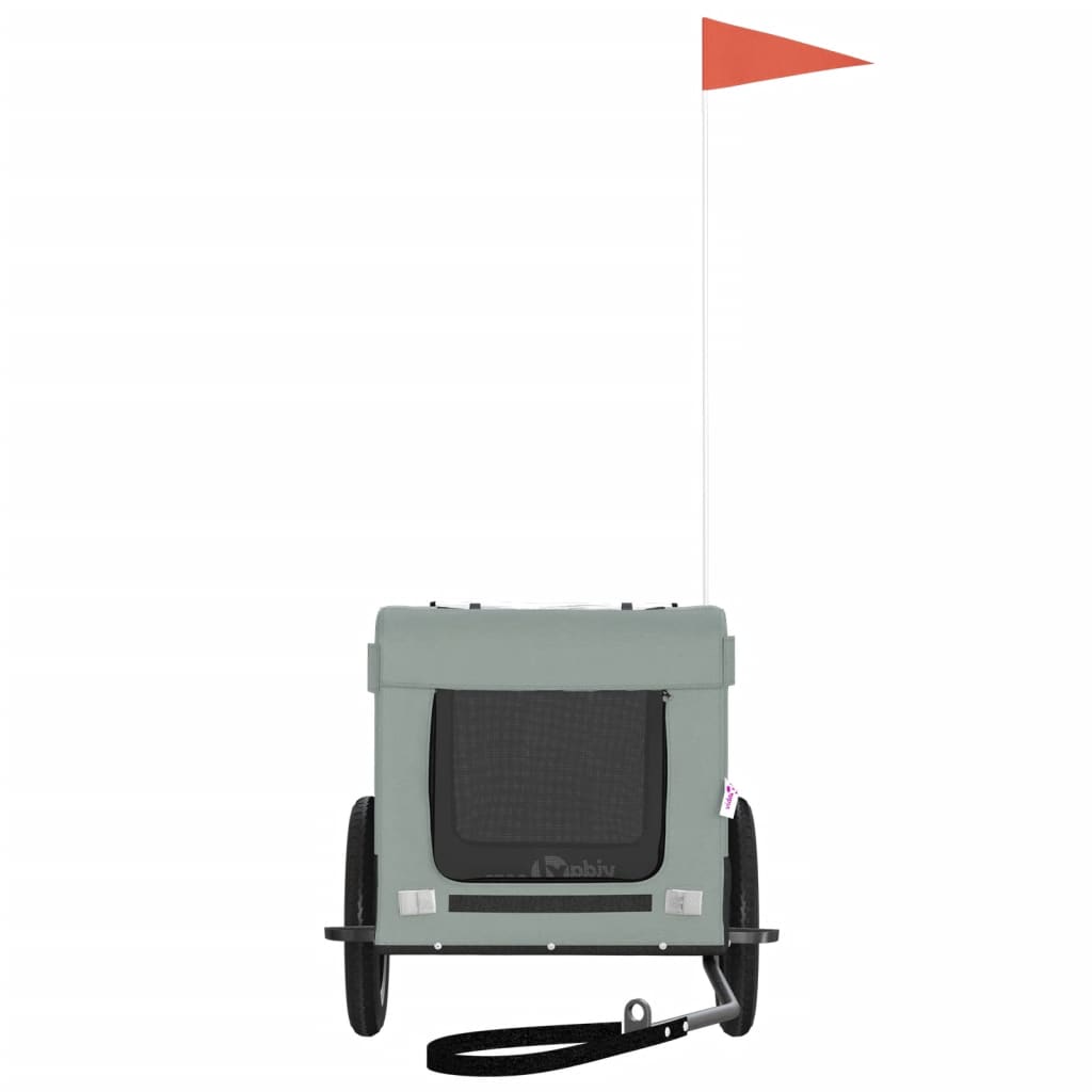 Cykelvagn för djur grå och svart oxfordtyg och järn