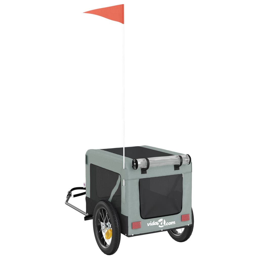 Cykelvagn för djur grå och svart oxfordtyg och järn