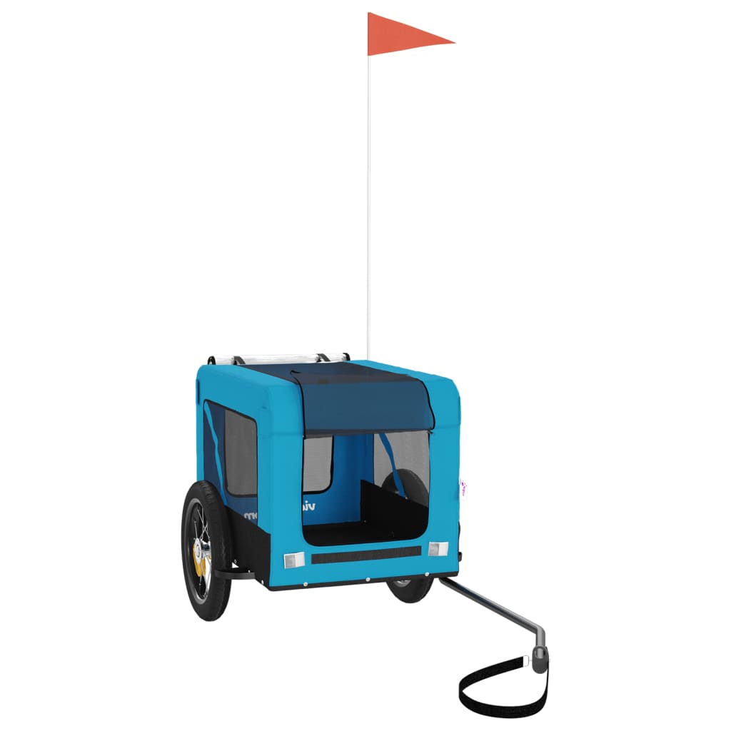 Cykelvagn för djur blå och svart oxfordtyg och järn