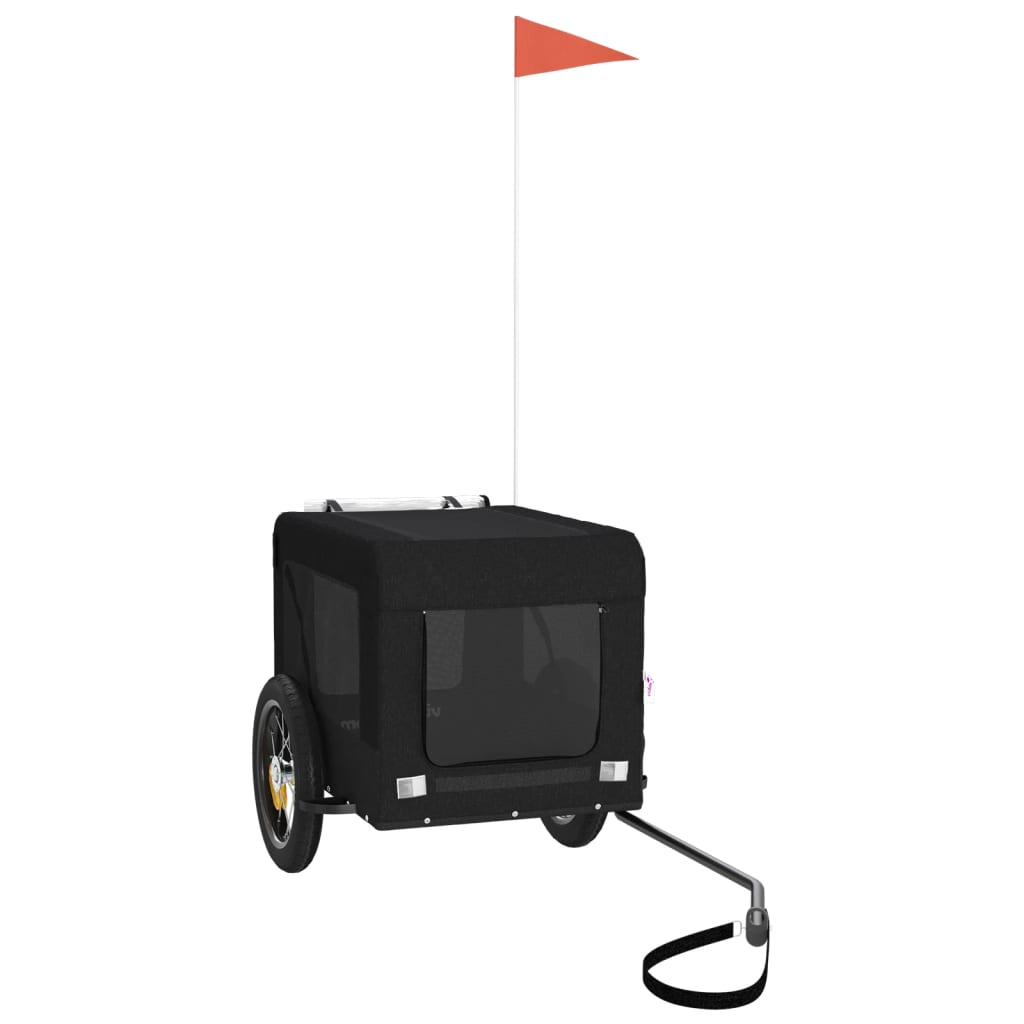 Cykelvagn för djur svart oxfordtyg och järn