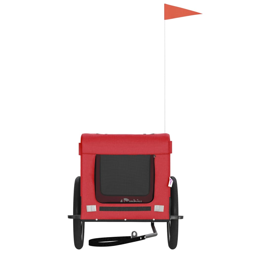 Cykelvagn för djur röd och svart oxfordtyg och järn