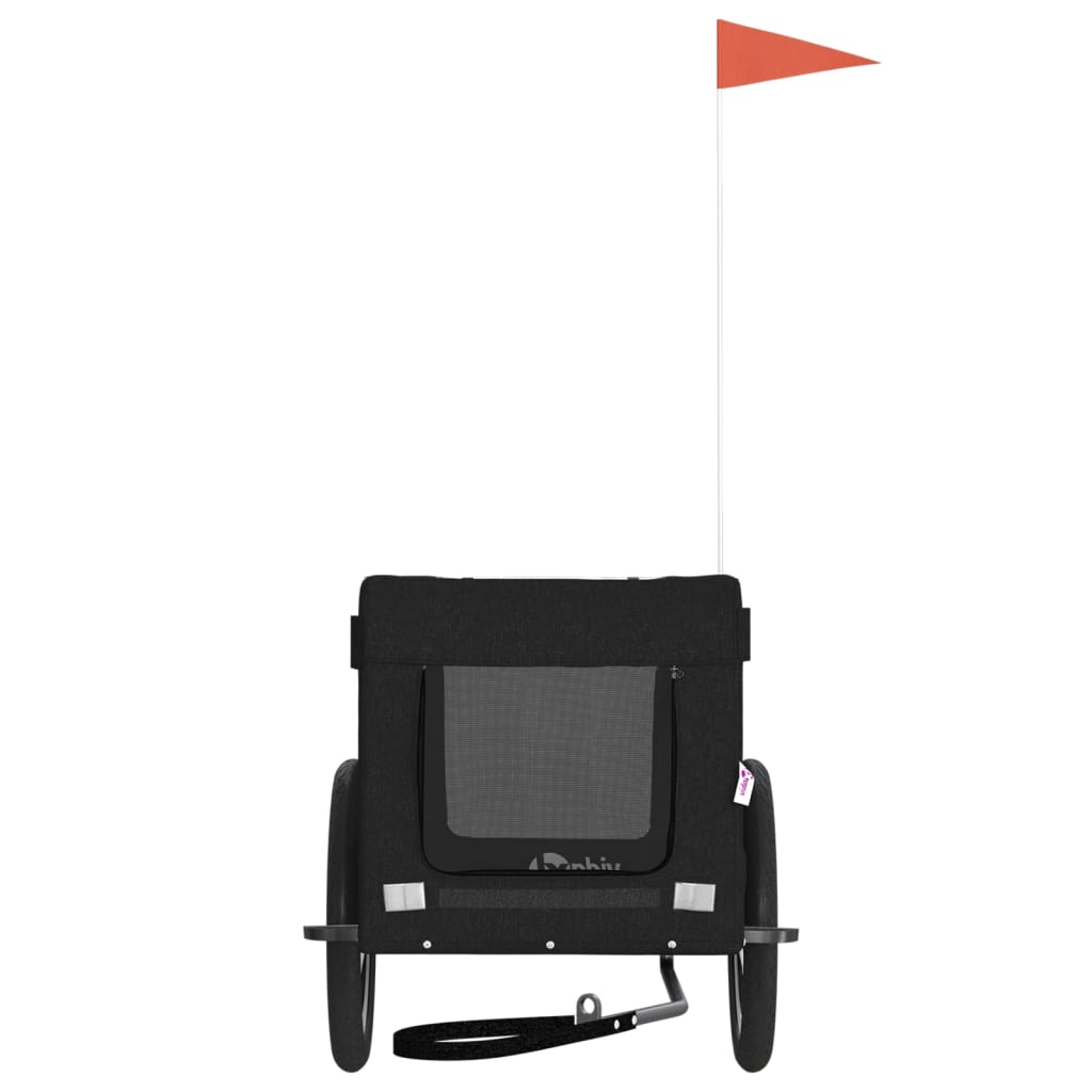 Cykelvagn för djur svart oxfordtyg och järn